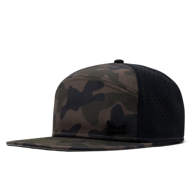 melin Trenches Icon Hydro, Olive Camo, Men's Performance Snapback Hats, Water-Resistant Fitted Flat Bill Baseball Caps for Men & Women, Golf, Running, or Workout Hat, Medium-Large - Image 1